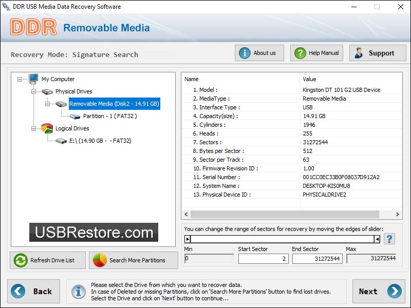 USB Restore Software 4.8.3.1