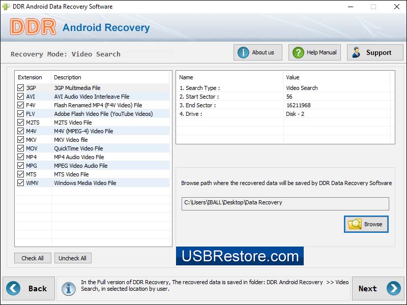 Screenshot of Android Data Restore Software