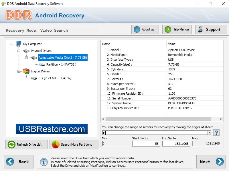 Android Data Restore screenshot