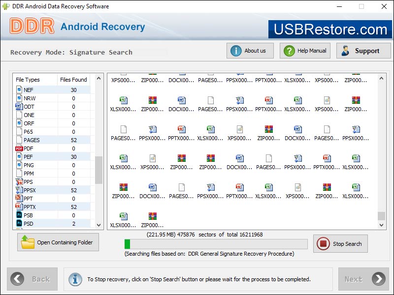 Android Data Restore Program screenshot