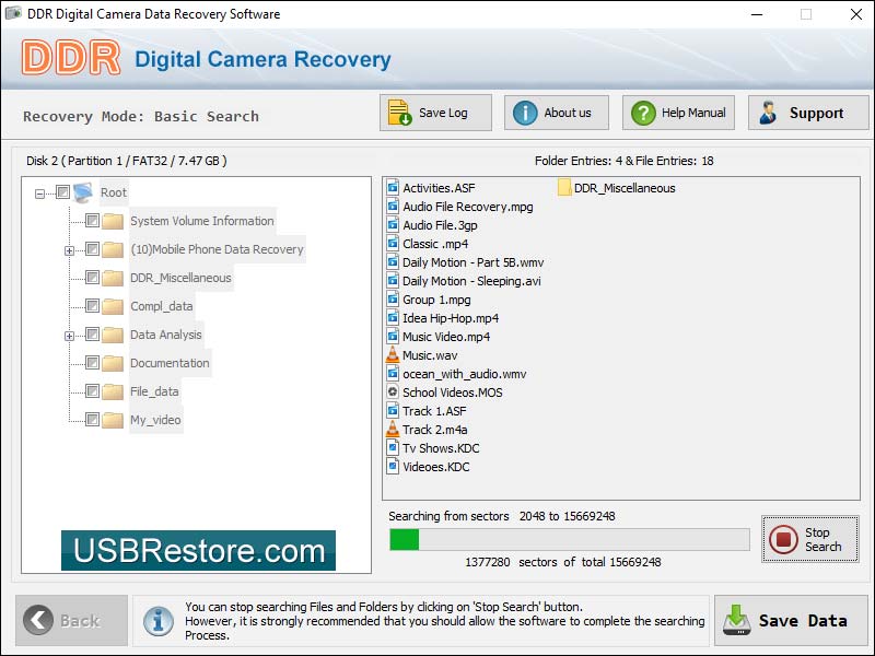 Digital Camera Restore Software screenshot