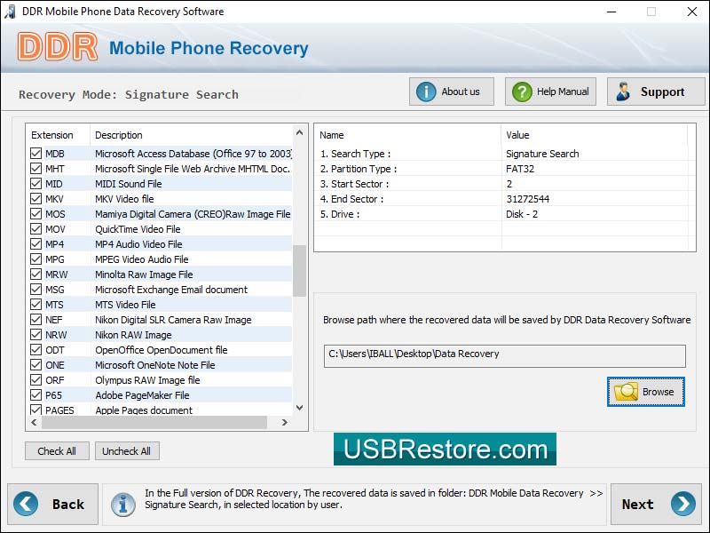 Mobile Phone Restore Software screenshot