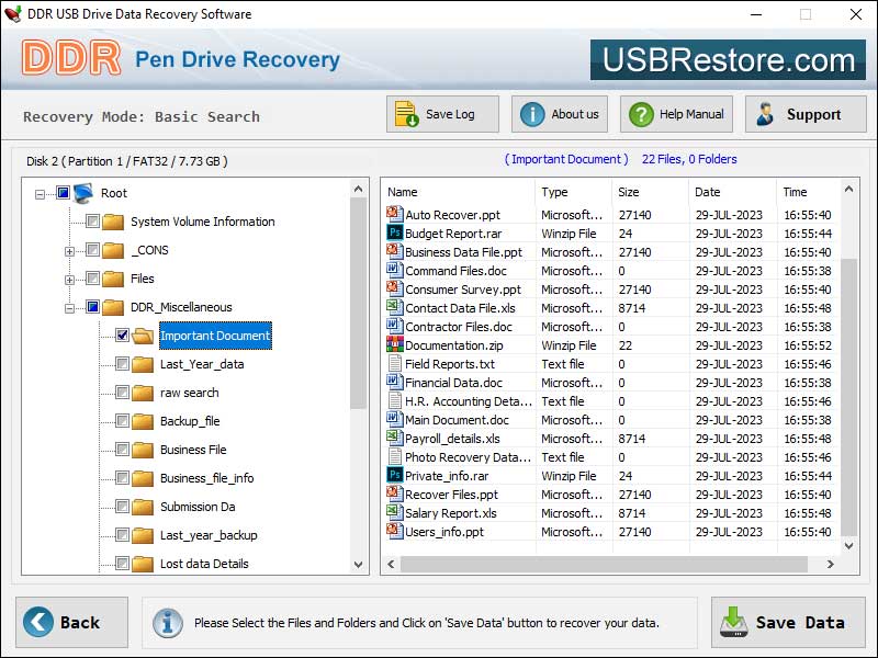Screenshot of USB Restore Software