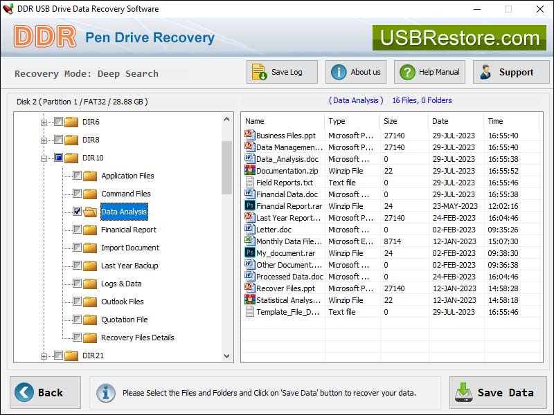 Screenshot of USB Drive Restore