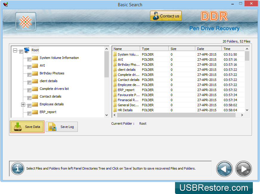 USB Restore Software Screenshot